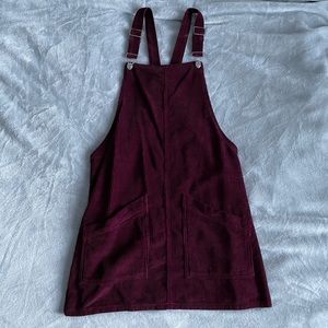 🌟2 FOR $25 🏷️ Topshop Moto Burgundy Corduroy Pinafore Dress